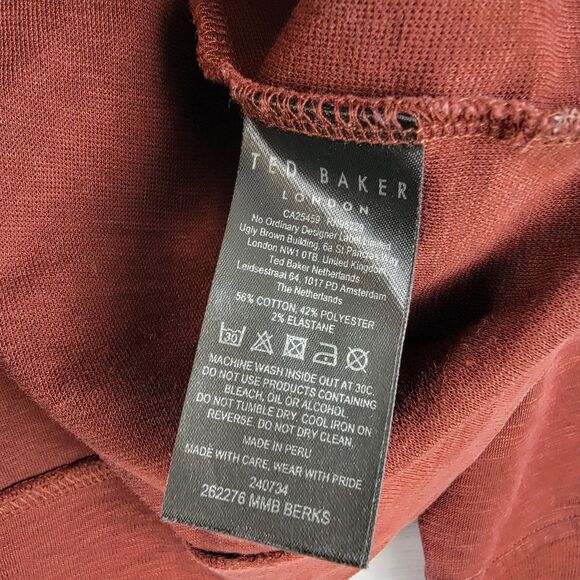 Ted Baker London Mens Size 5 Berks Quarter Zip Pullover Stand Collar Maroon Golf - Picture 7 of 8
